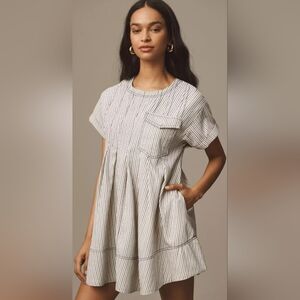 Anthropologie Pilcro Short-Sleeve Denim Mini Swing Dress M